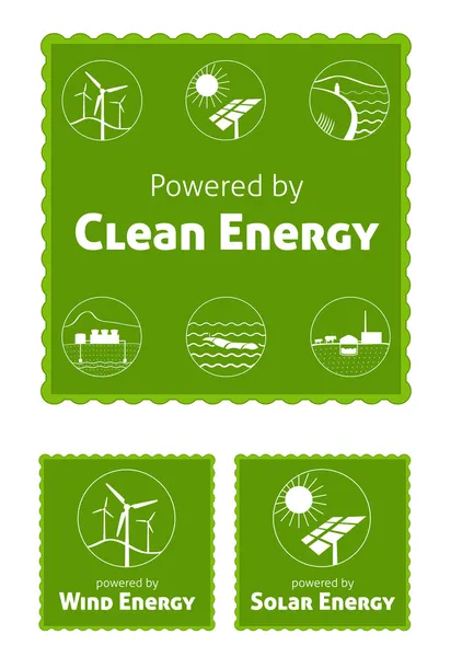 Etiquetas de energía limpia — Vector de stock