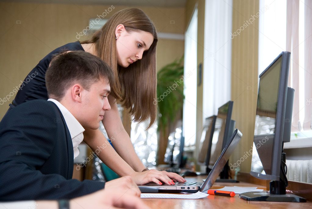 Young business work in a computer class