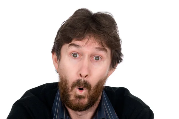 Překvapený muž s vousy — Stock fotografie