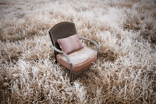 Karlı vintage sandalye — Stok fotoğraf