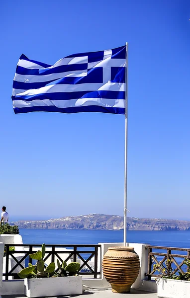 Greek blowing flag — Stock Photo, Image