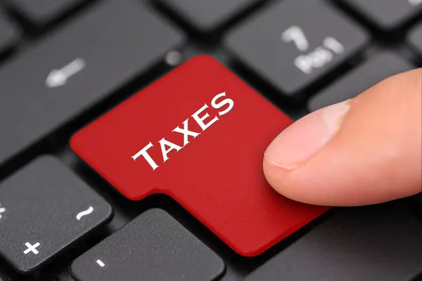 Кнопка податки Ліцензійні Стокові Зображення