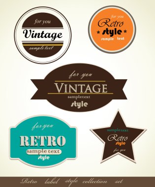 Retro label style collection set clipart