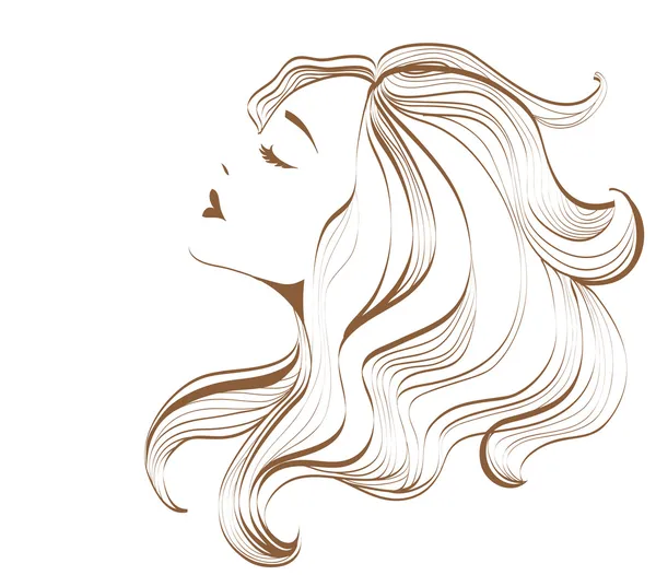 Cara de mujer con pelo largo — Vector de stock