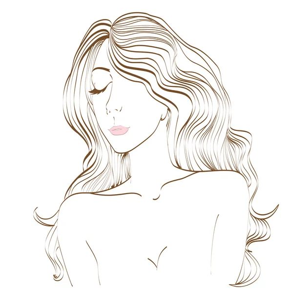 Belle femme aux cheveux longs — Image vectorielle