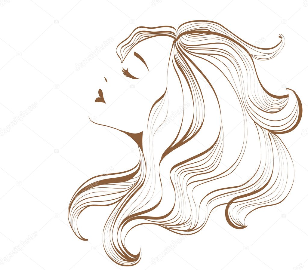 Woman face with long hair