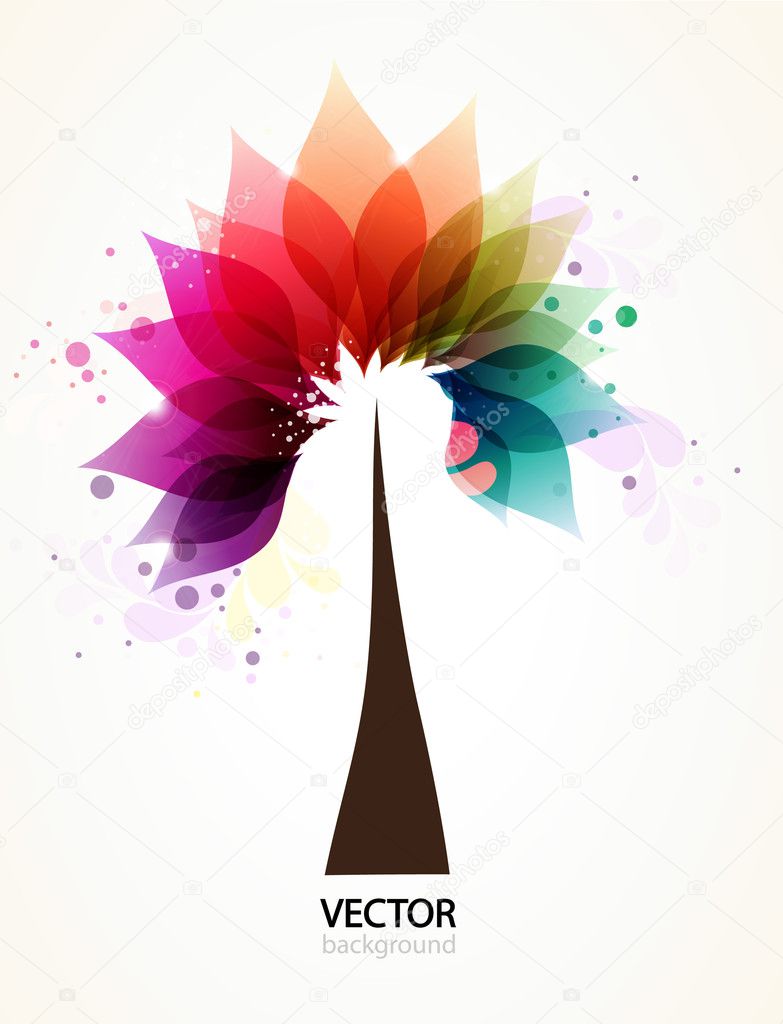 Abstract colorful background with tree