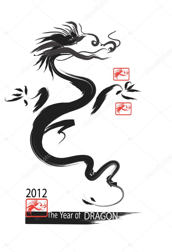 Vector Chinese New Year Calligraphy for the Year of Dragon 2012