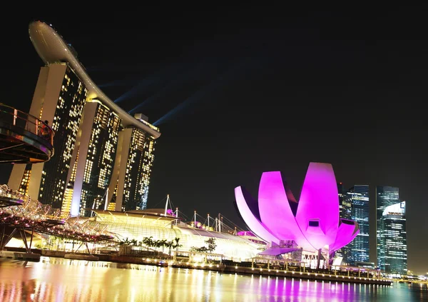 Bahía Marina de Singapur arena vista nocturna — Foto de Stock