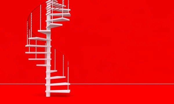 Parede vermelha vazia renderizada 3D com escadas — Fotografia de Stock