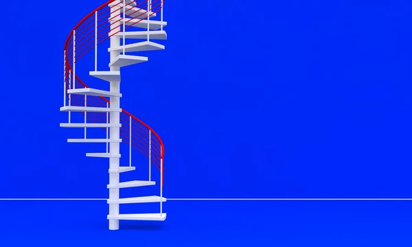 3D renderizado pared azul vacío con escaleras — Foto de Stock