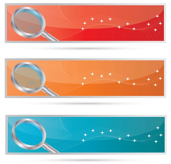 Vector Modern banner set with magnifiers — Stock Vector
