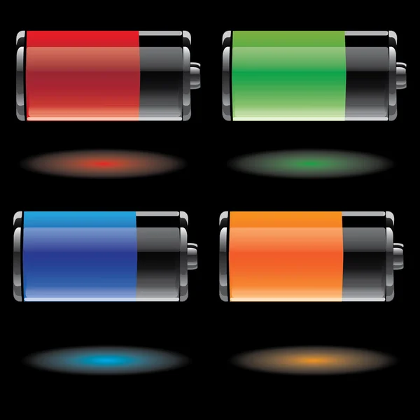 Vector de color transparente conjunto de baterías — Vector de stock