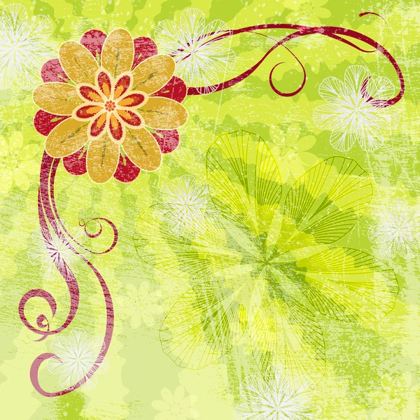 Grunge Floral Background — Stock Vector