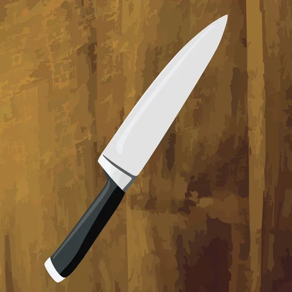 Нож шеф-повара на деревянном блоке — стоковый вектор