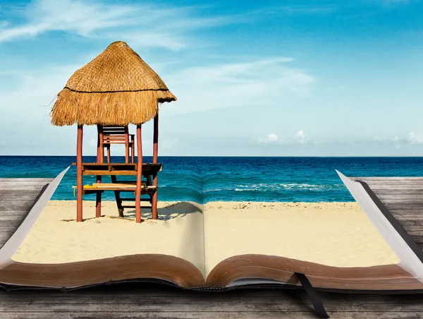 Beach scene in book — Stock Photo, Image