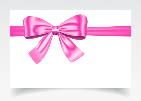 Tarjeta de regalo con arco rosa — Vector de stock