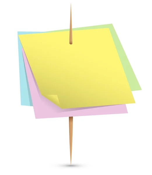 Notes en papier coloré sur un cure-dent — Image vectorielle