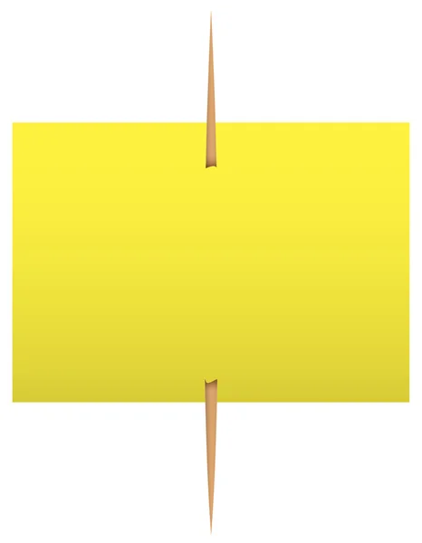 Nota adesiva gialla su uno stuzzicadenti — Vettoriale Stock