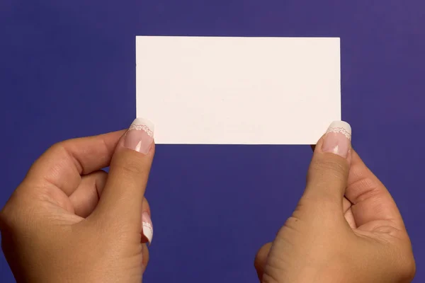 stock image Empty visiting-card in palm