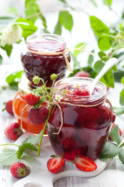 Various jams in jars — Stock Photo, Image