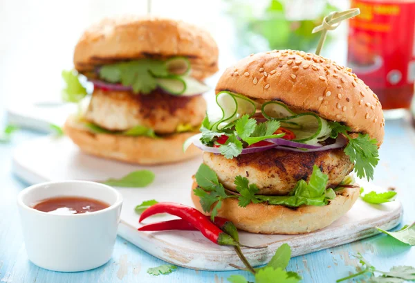 Thaise kip Hamburger — Stockfoto