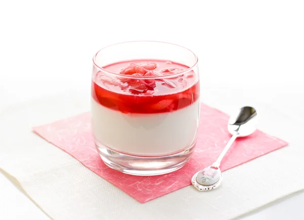 Coconut cream with rhubarb — Stock Photo, Image