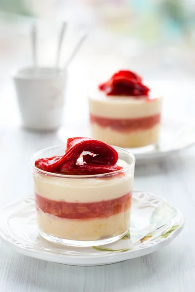 Rhubarb and quark dessert — Stock Photo, Image