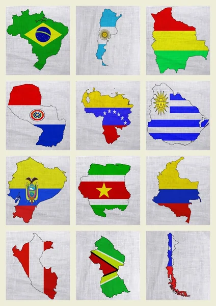 Flagi państw Ameryki Południowej — Zdjęcie stockowe