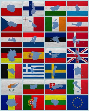 Bayraklar ve haritalar Avrupa Birliği'nin
