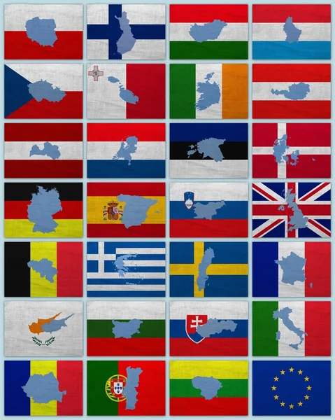 Flaggor och kartor över Europeiska unionen — Stockfoto
