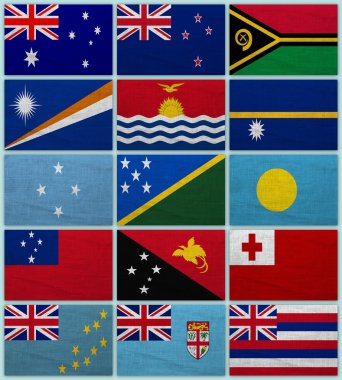 Flags of all Oceanian countries clipart