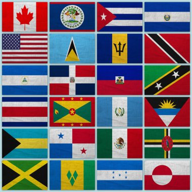 Flags of all north American countries clipart