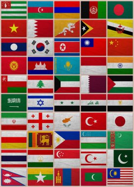 tüm Asya ülkelerinin bayrakları