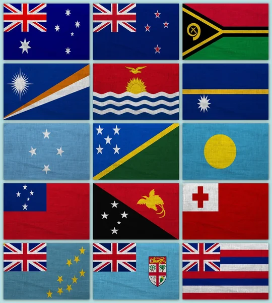 Vlajky všech zemí Oceánie — Stock fotografie
