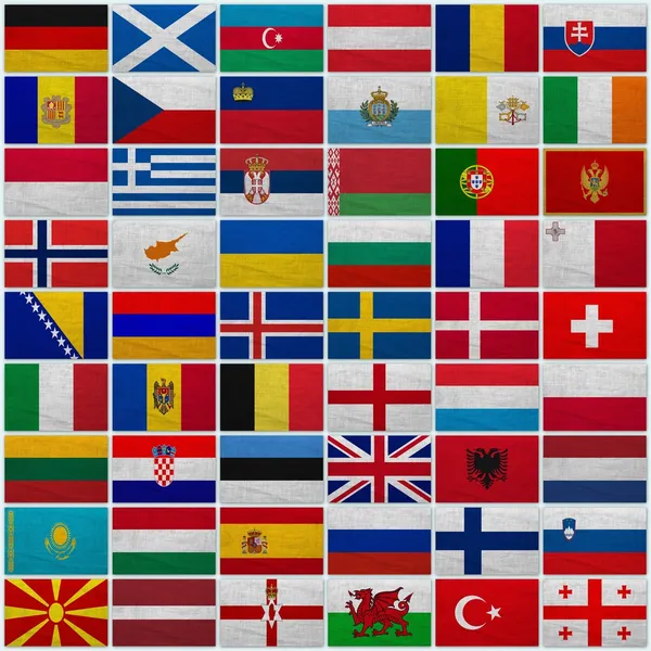 所有的欧洲国家的国旗 — 图库照片