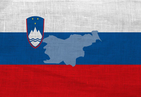 Bandiera e mappa della Slovenia su un sacco — Foto Stock