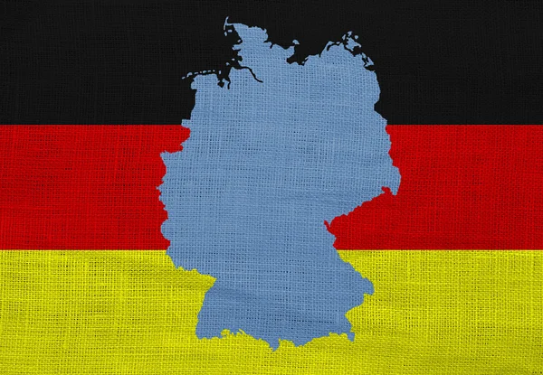Flag and map of Germany on a sackcloth — Stock Photo, Image
