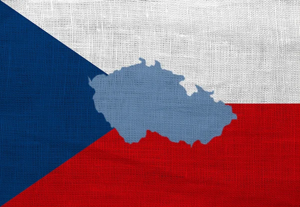 Bayrak ve bir çul tarihinde Çek Cumhuriyeti haritası — Stok fotoğraf