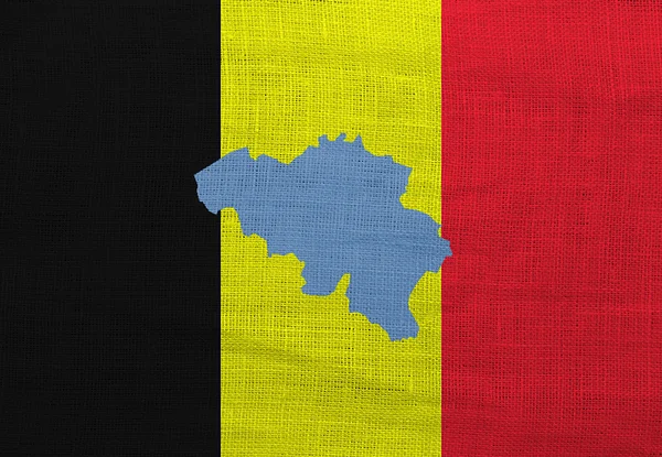Bayrak ve Belçika Haritası üzerinde bir çul — Stok fotoğraf