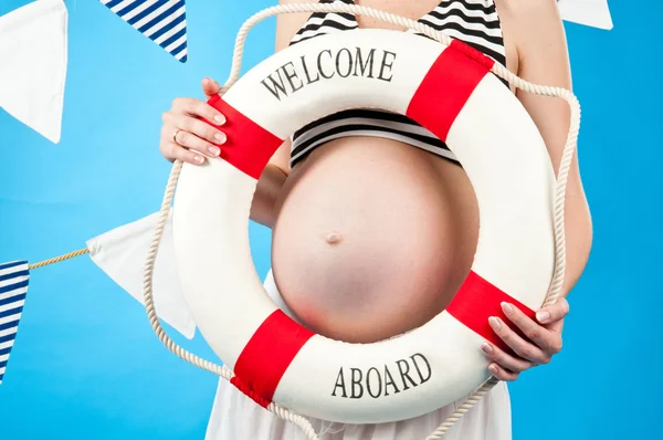 Zwangerschap. in afwachting van de geboorte van het kind Stockfoto