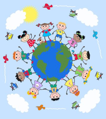 Mixed ethnic children clipart