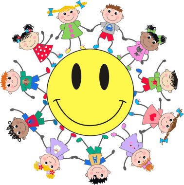 Happy mixed ethnic children clipart