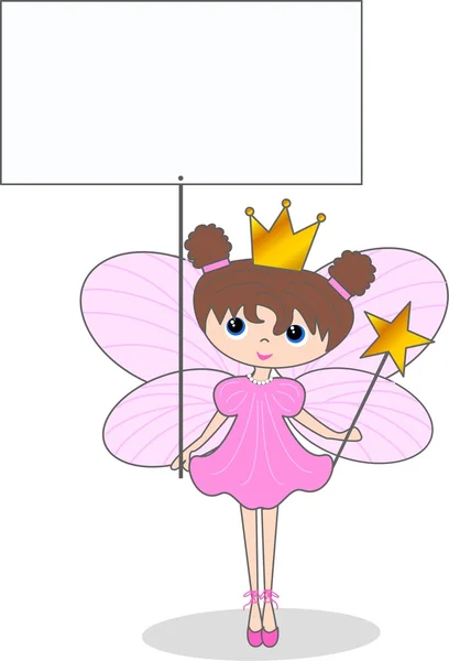 A fairy holding placard sign — Stock Vector