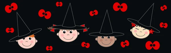 Enfants ethniques mixtes Halloween — Image vectorielle