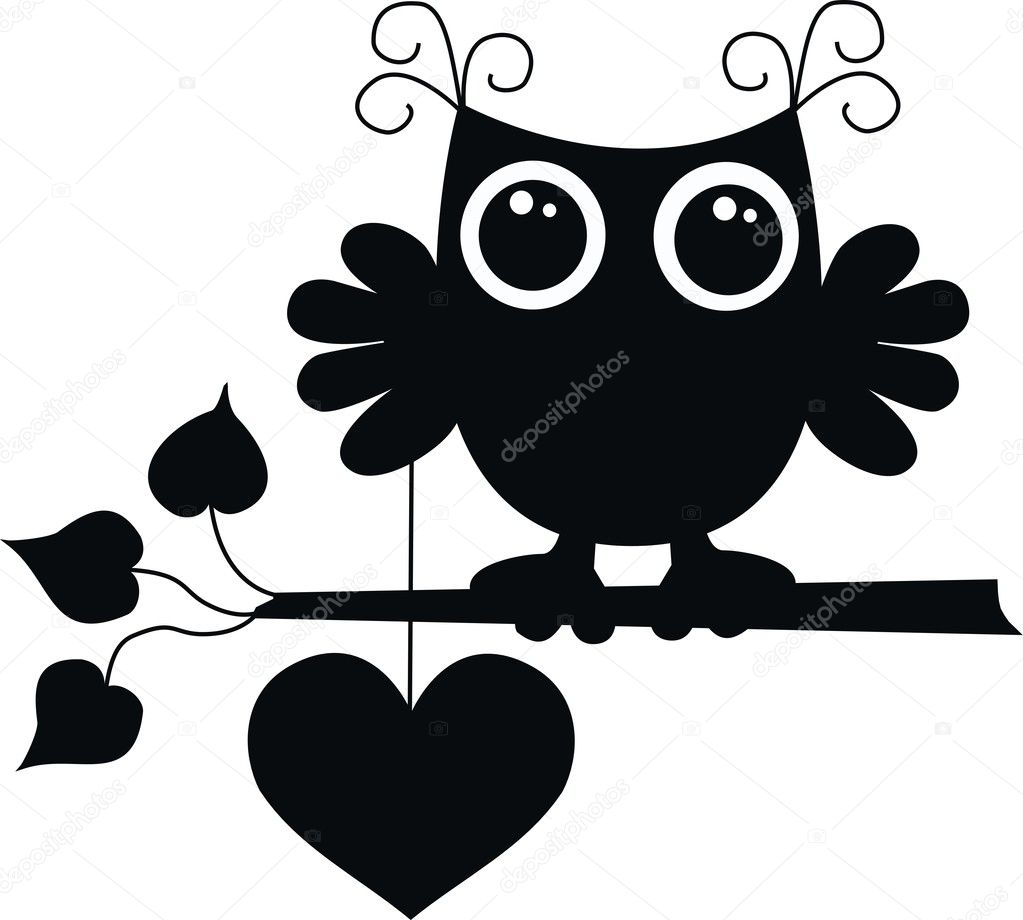 Black owl with a big heart