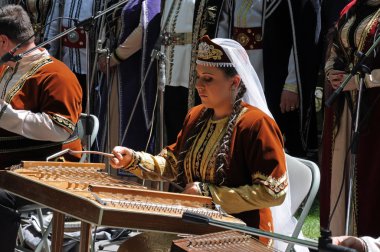 A woman in Armenia with the instrument clipart