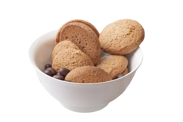 Ovesné vločky cookies a čokoládové bonbóny — Stock fotografie