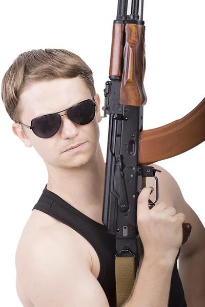 Homem de poder com rifle — Fotografia de Stock