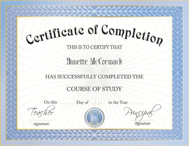 Certificate of completion clipart